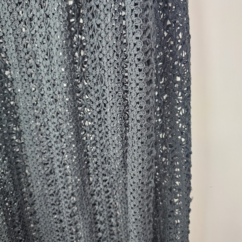 F&F Black Cotton Crochet Dress XL Sleeveless Openweave Sheer Dress Side Slits - Picture 8 of 10